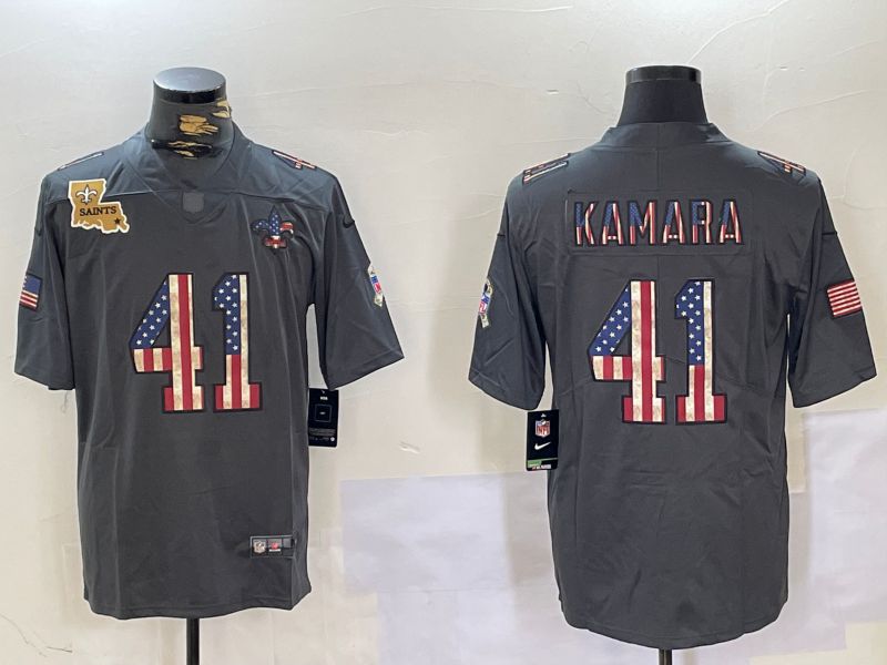 Men New Orleans Saints #41 Kamara Grey 2024 Nike National Flag Limited NFL Jersey style 2->new orleans saints->NFL Jersey
